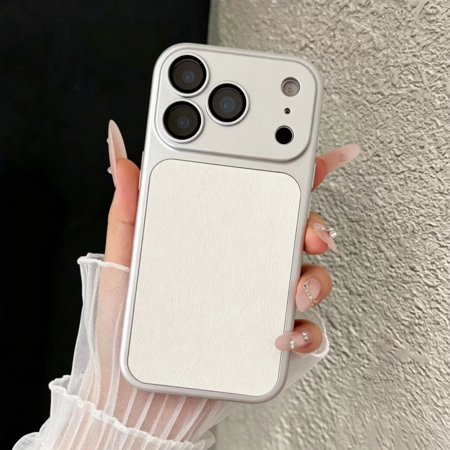 Elegant Leather Texture Shockproof Phone Case with Lens Protection