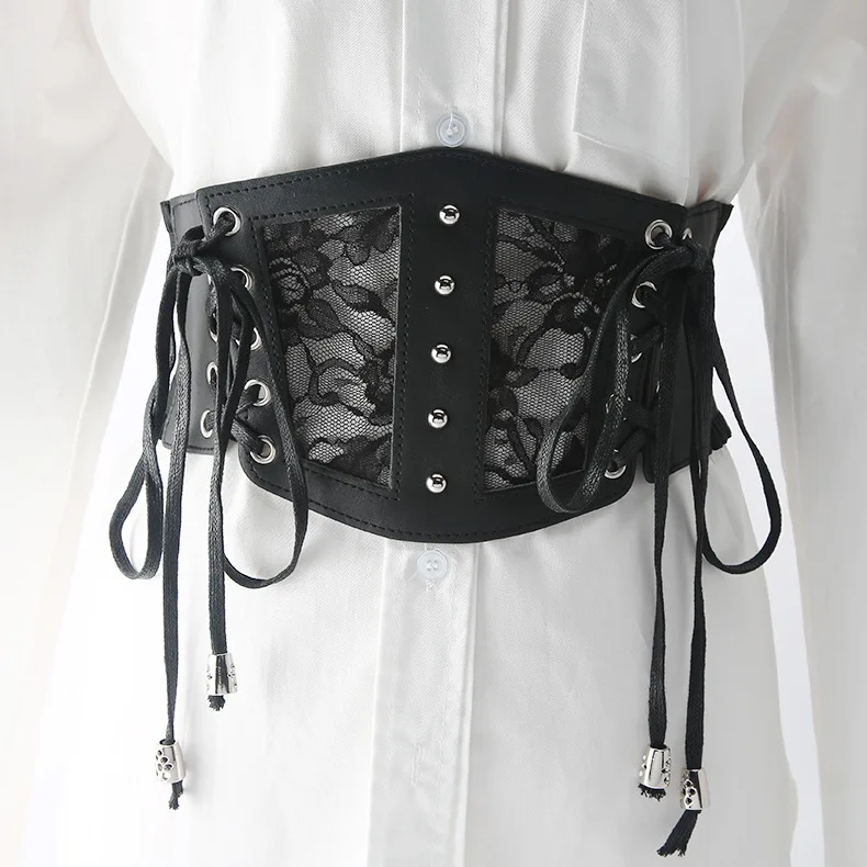 Oyccen Punk Cintura Elastica per Donna Abito Cinture con Lacci Corsetto Ampia Cintura in Vita