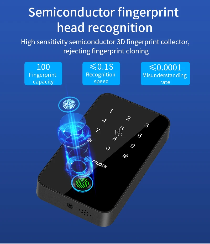 MJ03 13.56Mhz NFC RFID Reader TTLOCK App Bluetooth Fingerprint Lock Support G2 G