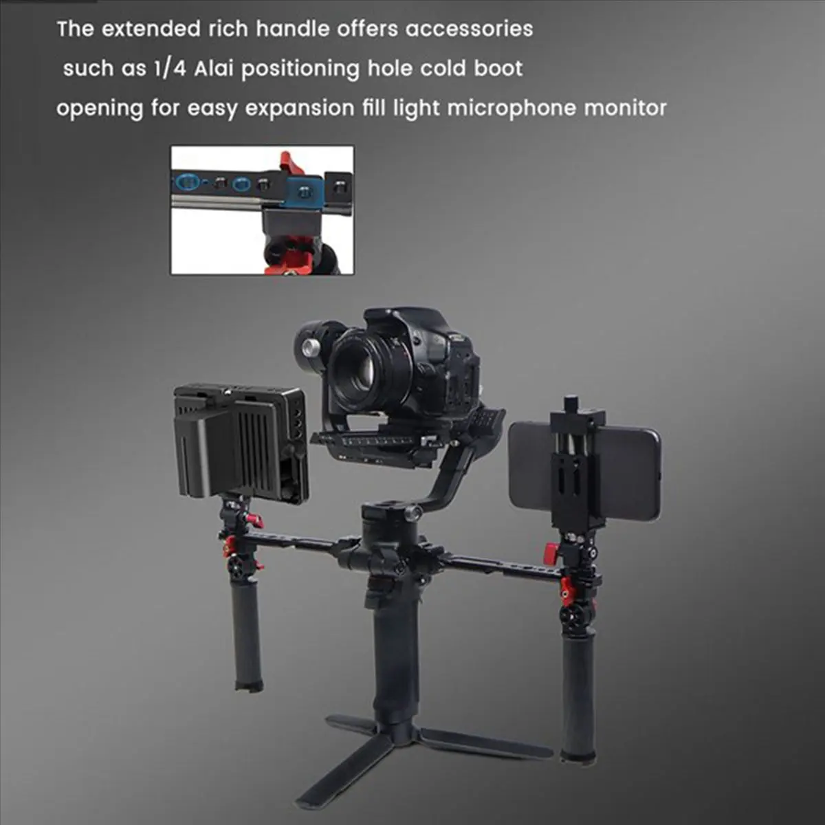 (A26M) DJI Ruying RSC 2 RS2 포트 핸들 휴대용 더블 핸드헬드 스태빌라이저 탄소 섬유 접이식 핸들 세트 C