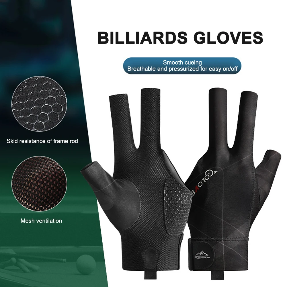 Gants billard professionnels gauchers légers respirants 3 doigts ouverts