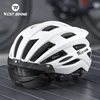WEST BIKING Cycling Helmet With LED Light Goggles Photochromic Lens Bicycle Helmet Men Safe Cap MTB Road Bike Motorcycle Helmet 1