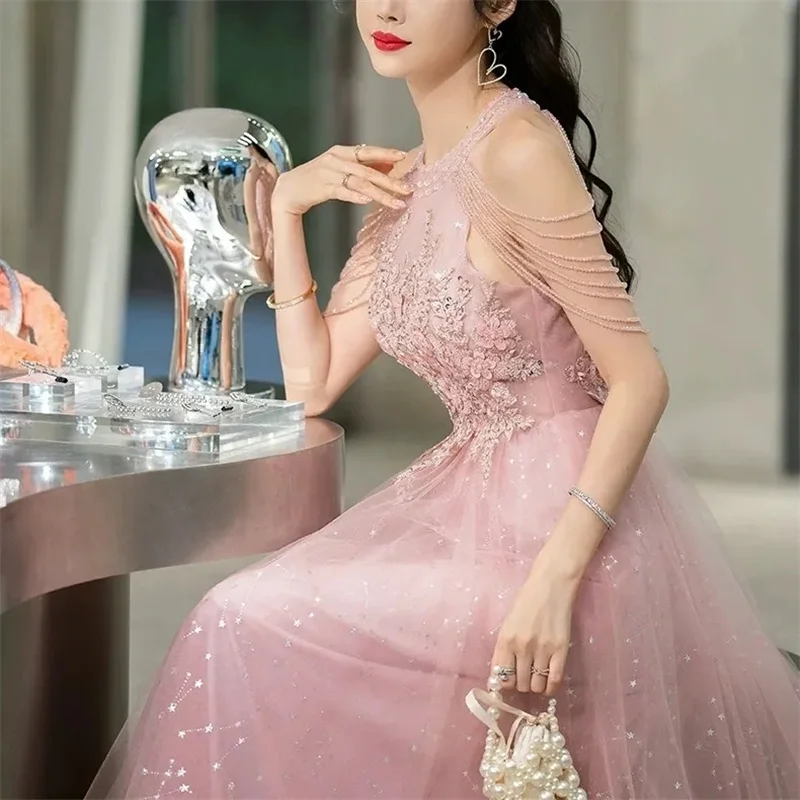 High end Evening Dress Women Pink New Fairy Dress