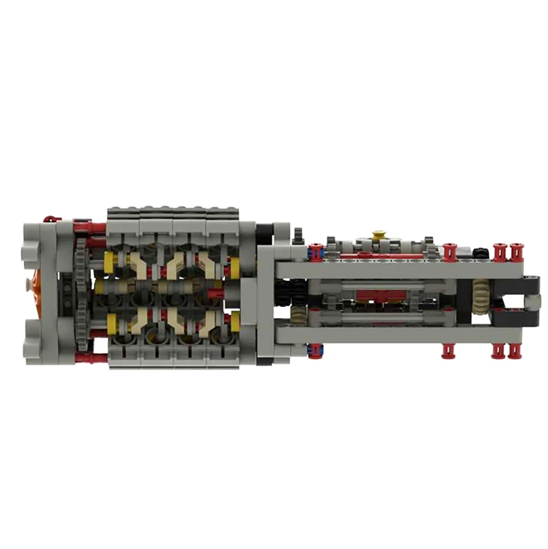 Moc Technology 6 Gear Motor Transmission Model V16 Engine Combination Assembled To Build the Electro-mechanical Group