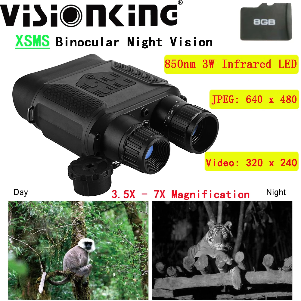 

Visionking 7x Zoom Binocular IR Night Vision Device 400M For Outdoor Hunting Camping Scouting Telescope 850nm 3W Infrared LED