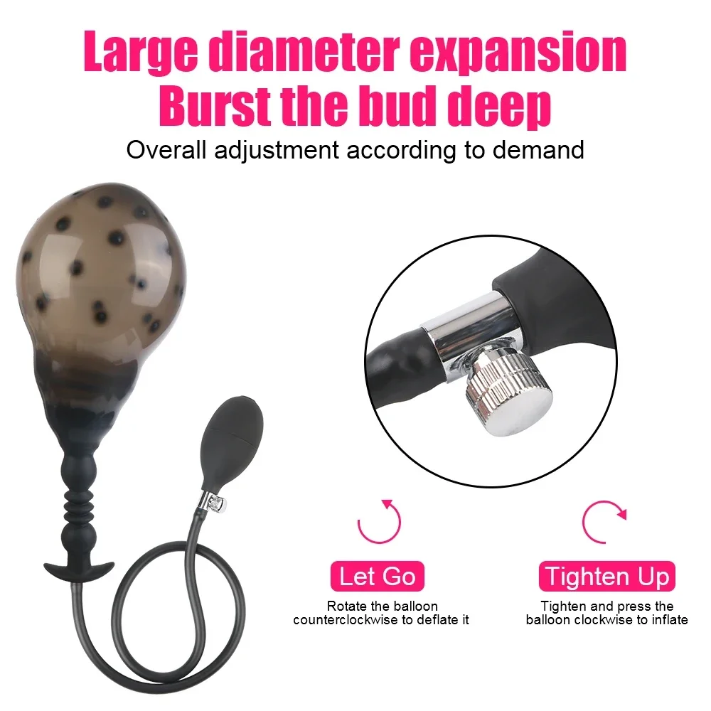 Inflatable Butt Plug For Women Vagina Dilator Spiked Anal Beads Men Gay Ass Expander Big Dildo Female Masturbation Tool Sex Toys