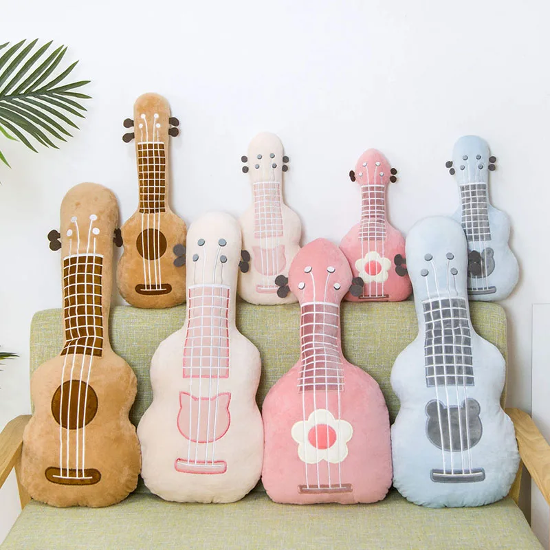 guitar pillow stuffed plush musical instrument ukulele toy kids toys birthday gift for child electric guitar polyester straps ethnic style ballad acoustic guitars bass belt musical instrument accessory