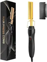 2 in1 Hot Comb Hair Straightener Electric Heating Comb Fast Heating Portable Travel Anti-Scald Beard Straightener Press Hot Comb 1