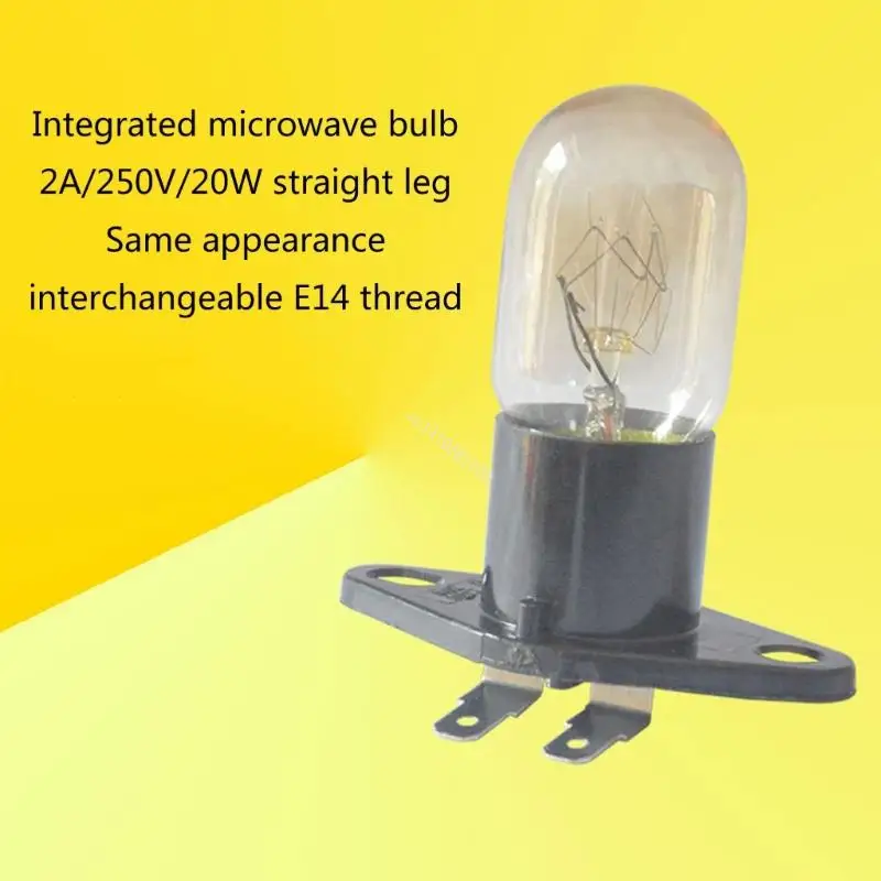 2Pcs 2A 250V 20W 2Pin Microwave Oven Bulb High Temperature Oven Light Lamp With Holder Spare Parts Kitchen Accessories