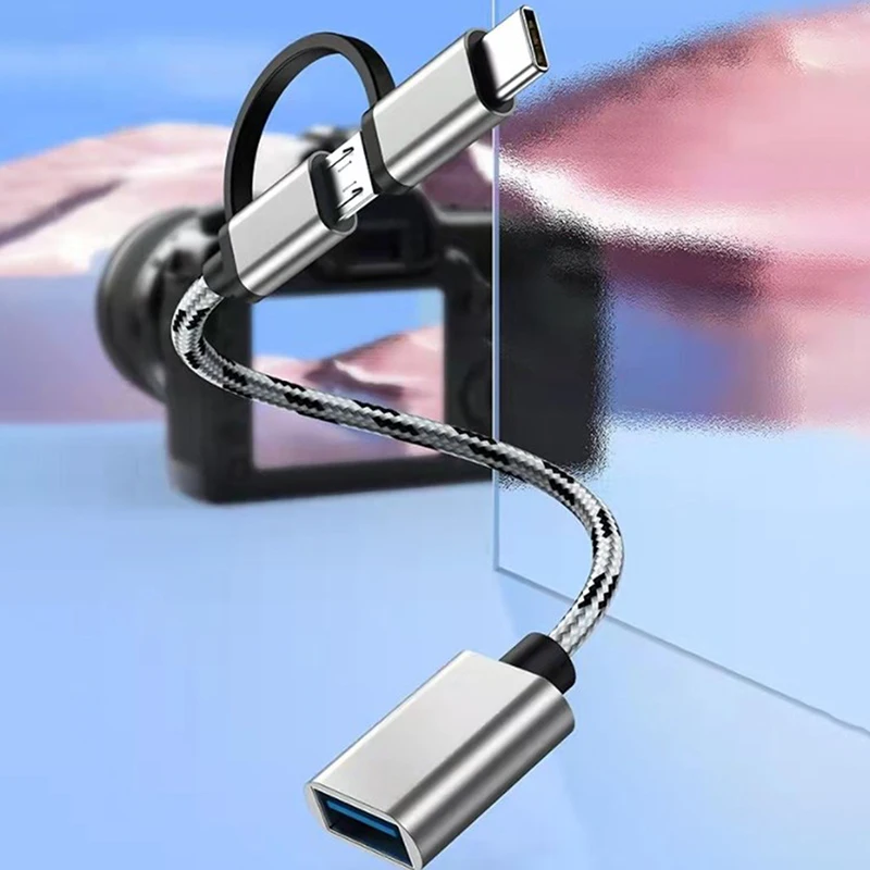 

New Portable Cable Adapter Type C Mini For Otg Cable Phone Gamepad Flash Disk Data Transfer Cable Transmission Charging. 2 In 1