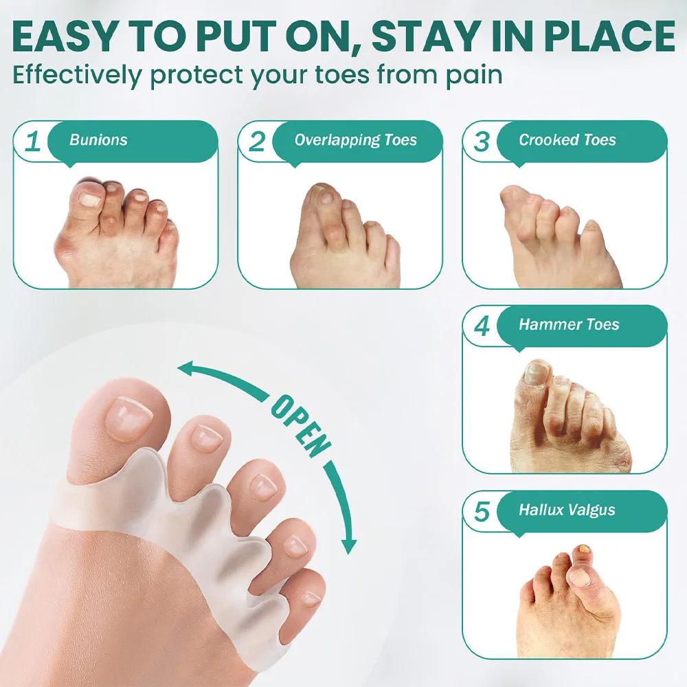 Toe Separators and Toe Corrector Silicone 1 Pair for Foot Care