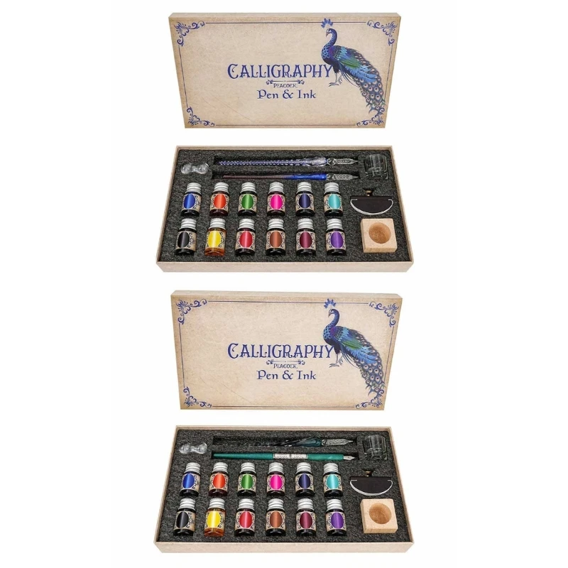 

Portable Glass Dip Pen Colorful Set for Beginner Kid Adult Gift D5QC