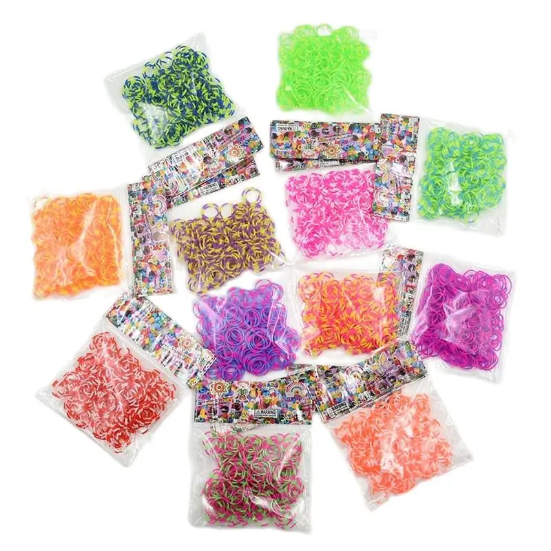 Loom Rubber Bands Bracelet Kids Hair Rainbow Rubber Loom Bands Woven Bracelet DIY Craft Toys Christmas Gift