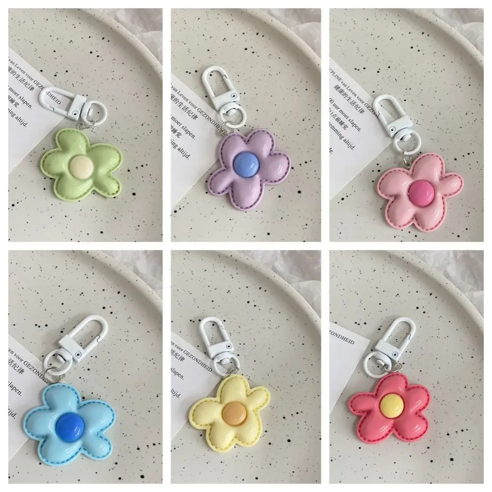 Cute Flower Keychain Fashion Mini Korean Style Resin Floral Keyring Colorful Kawaii Bloom Pendant Earphone Case