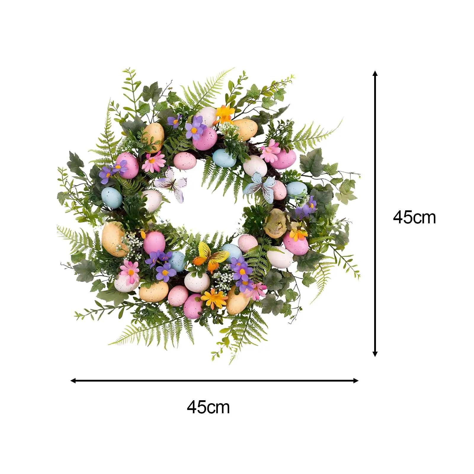 Easter Egg Flower Wreath Artificial Flower Garland Easter Door Garland for Front Door Home Indoor Outdoor Wall Window Decor