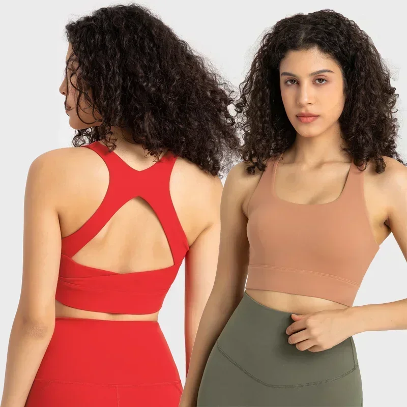 Lemon Sports Bras Women Fitness Workout Comfortable Shockproof Top Vest Nude High Strength Beauty Push Gym Double 6 Nylon Yarn