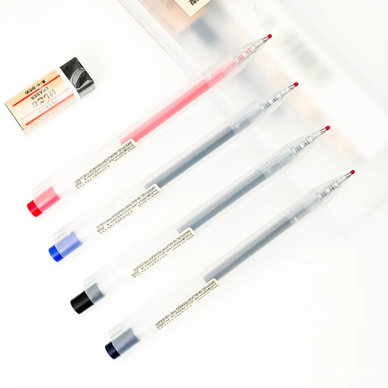 0.5mm Press Gel Pen Blue/Black/Dark Blue/red Ink MUJIs Refills Rod Handle Ballpoint School Office Student Writing Stationery
