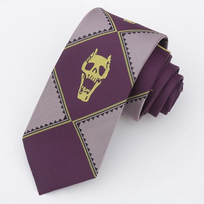 Anime JoJo Bizarre Adventure Necktie KILLER QUEEN Kira Yoshikage Skull Neck Tie Halloween Cosplay Costumes Accessories Man Woman |