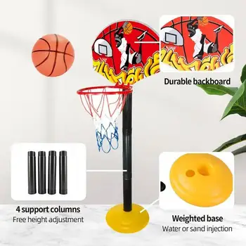 Kids Portable Basketball Hoop Sensory Basketball Court Hoop Set With Inflatable Ball And Pump Kids Sports Ball Toys With 2
