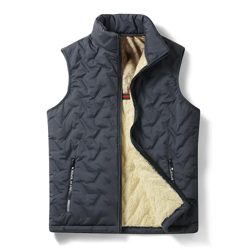 Autumn Winter Explosion Men's Ultrasonic Lamb Wool Vest Graphene Self-Heating Lock Temperature Warm Shoulder Vest For Middle-Age