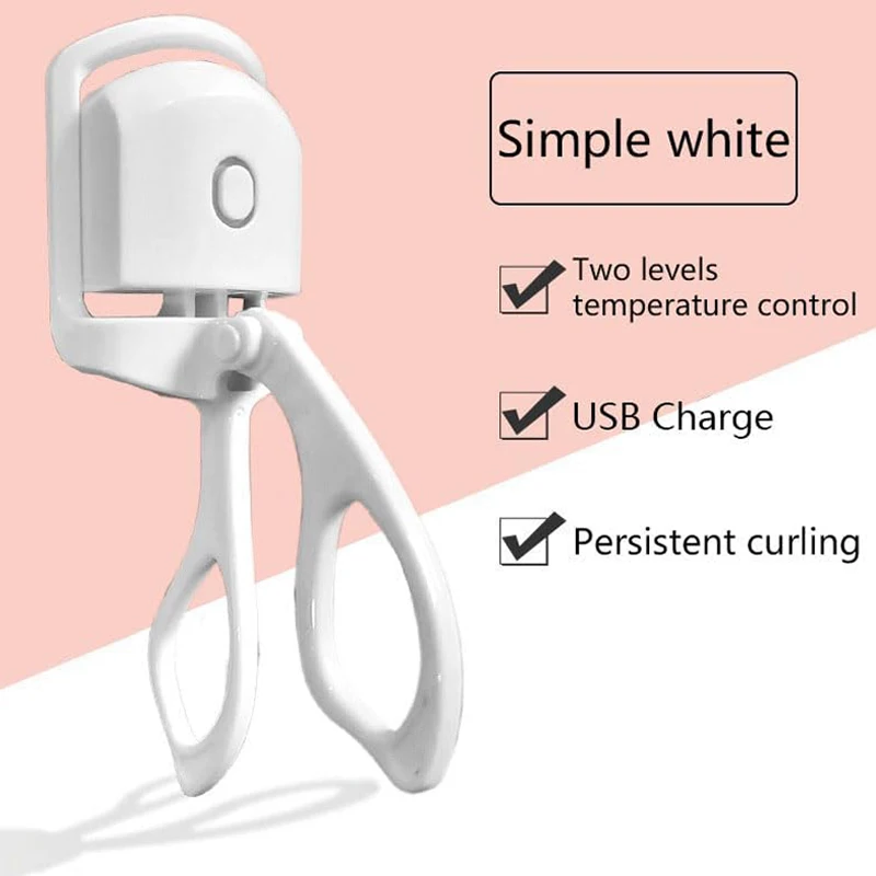 Electric Heated Eyelash Curler USB Rechargeable Portable Eyelash Perm Curler Fast Heating Long Lasting Thermal Curls Makeup Tool