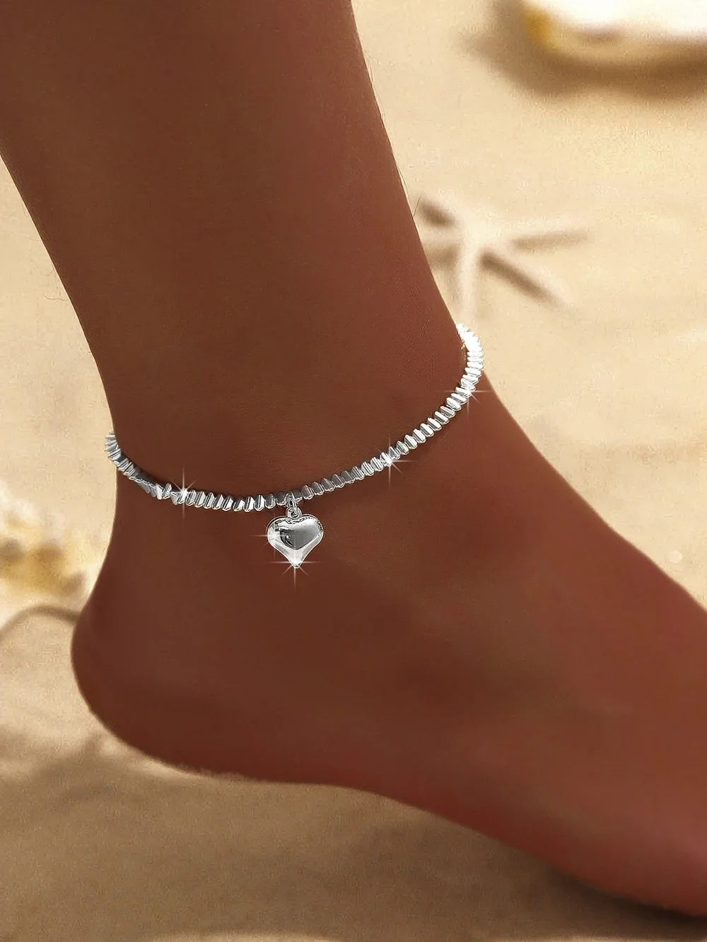 Elegant Silver Colour Pendant Anklet for Women