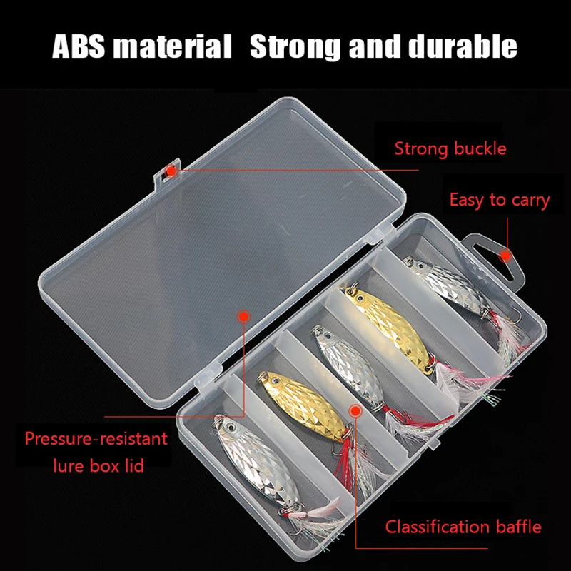 Luya 5 Compartment Fishing Tackle Organizer Transparent Plastic Accessory Box Fake Bait Thunderfrog Lure Case Fishing Tool Box