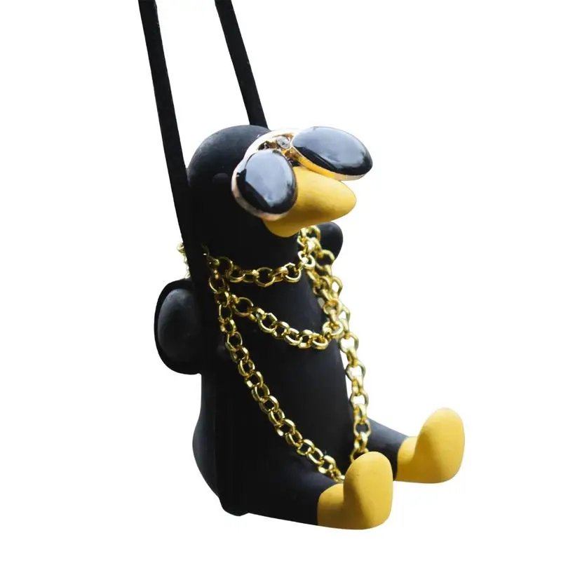 

Swing Duck Car Pendant Cute Swinging Duck Car Ornaments Cool Sunglasses Duck Pendant For Car Rear View Mirror Black Swing