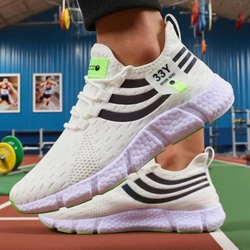 Men's Lightweight Breathable Mesh Sneakers - Comfortable Athletic Running and Walking Shoes - 45 (All White)