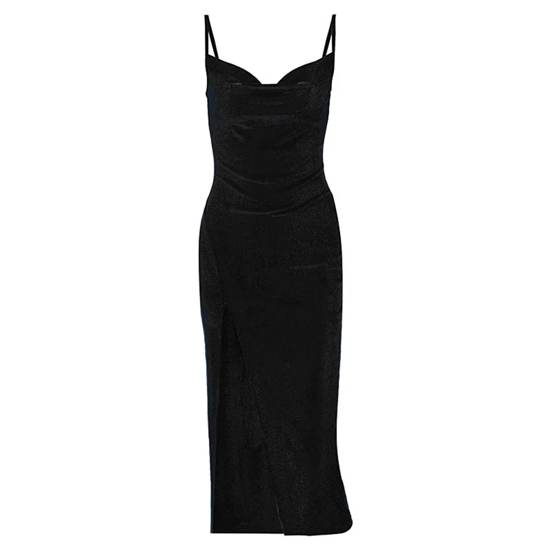 Vestidos elegantes con abertura alta para mujer, vestidos sexys ajustados con tirantes finos sin mangas, vestidos de fiesta de noche, ropa de club