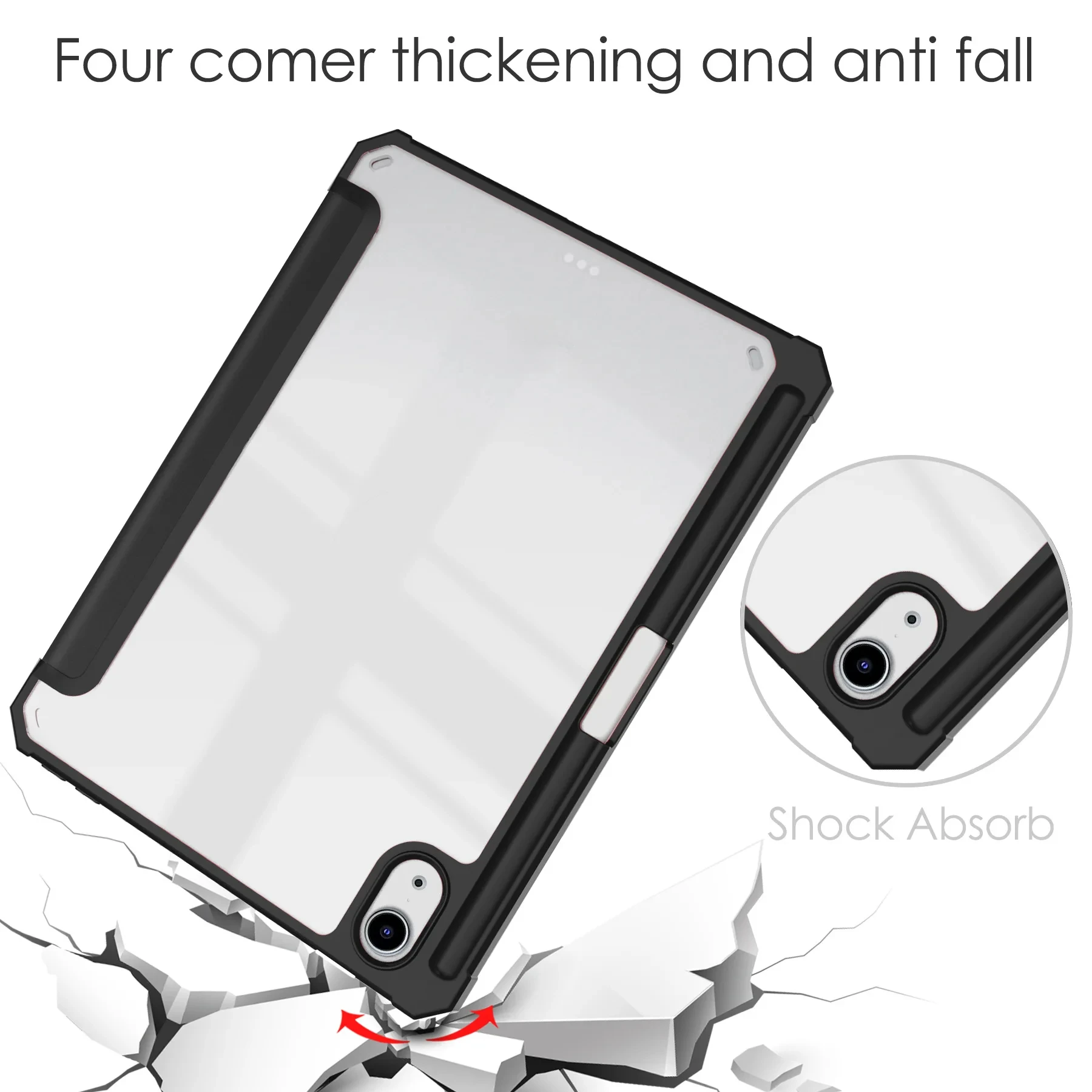 Für iPad mini 7 Tablet-Hülle, dreifach faltbare Acryl-Softshell-Hülle mit Stiftfach aus Leder – Detail 6