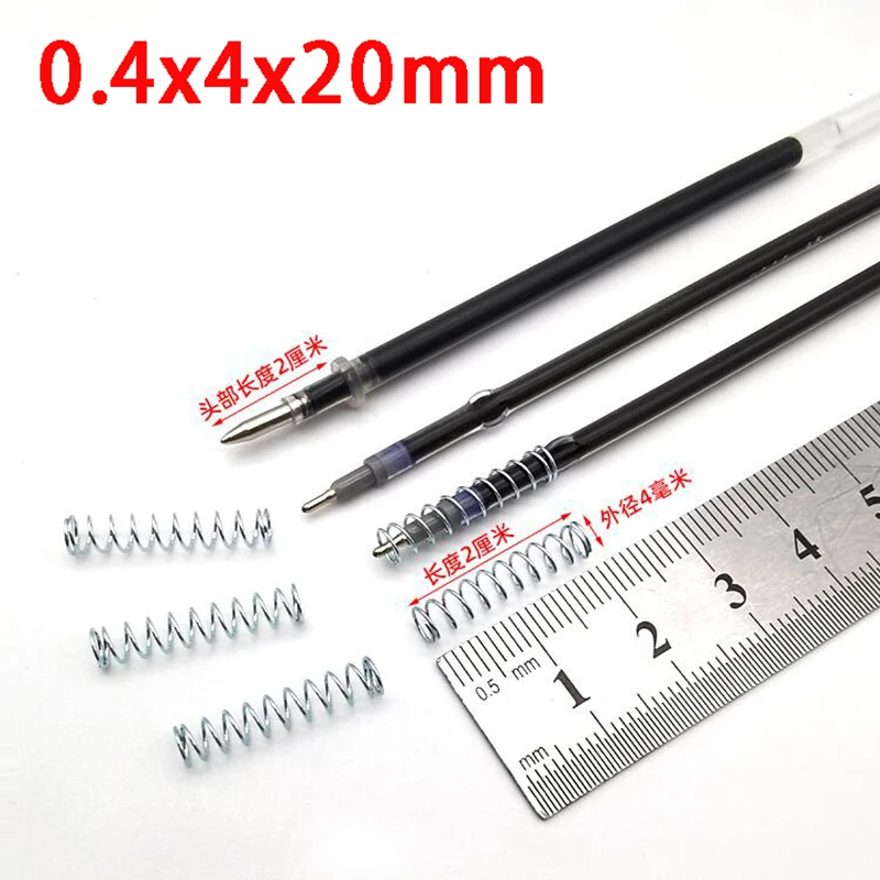 Refil de Caneta Esferográfica de Aço Galvanizado Pequenas Molas de Compressão 04x4x20 mm 100 Pcs