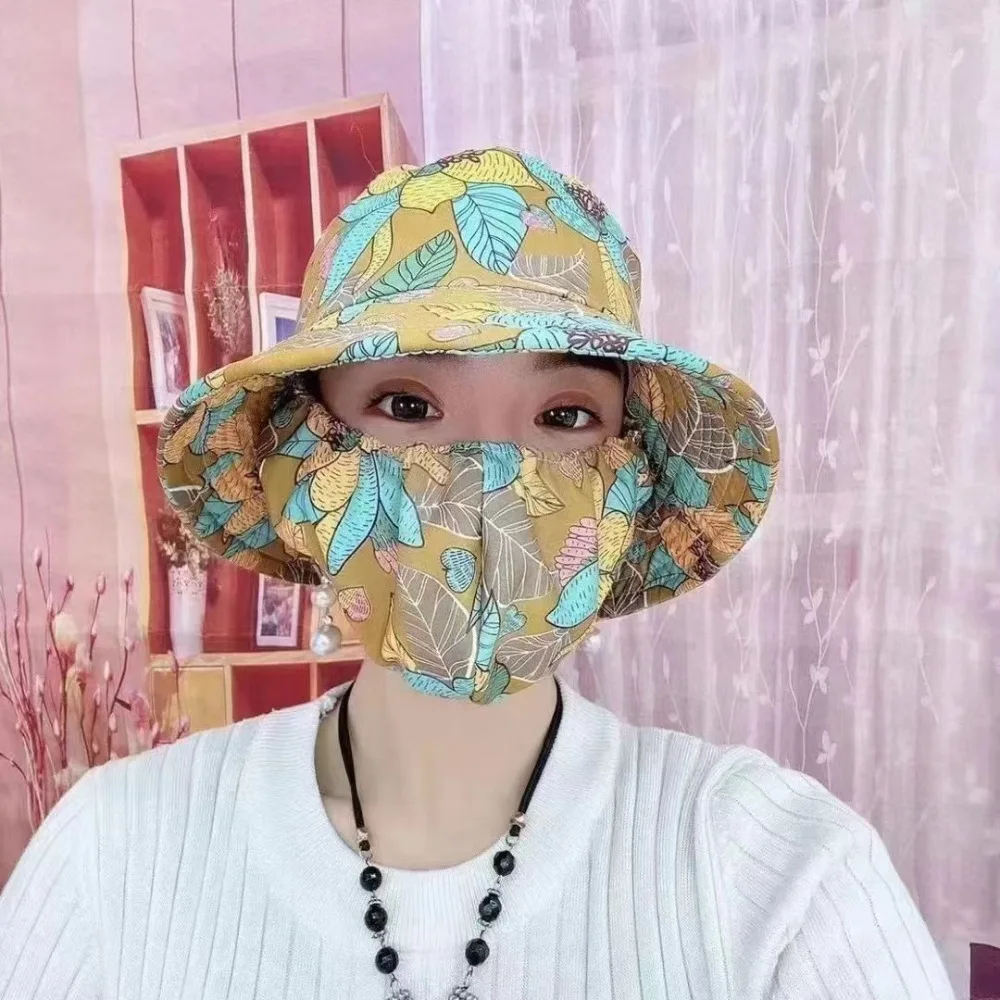 

Shawl Tea Picking Cap Hot Sale Protect Neck Wide Brim Mask Anti-uv Women's Ponytail Hat Four Seasons