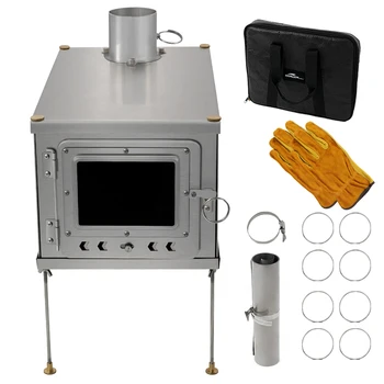 Foldable titanium wood-burning stove lightweight compact durable portable folding wood burning outdoor camping hiking bushcraft