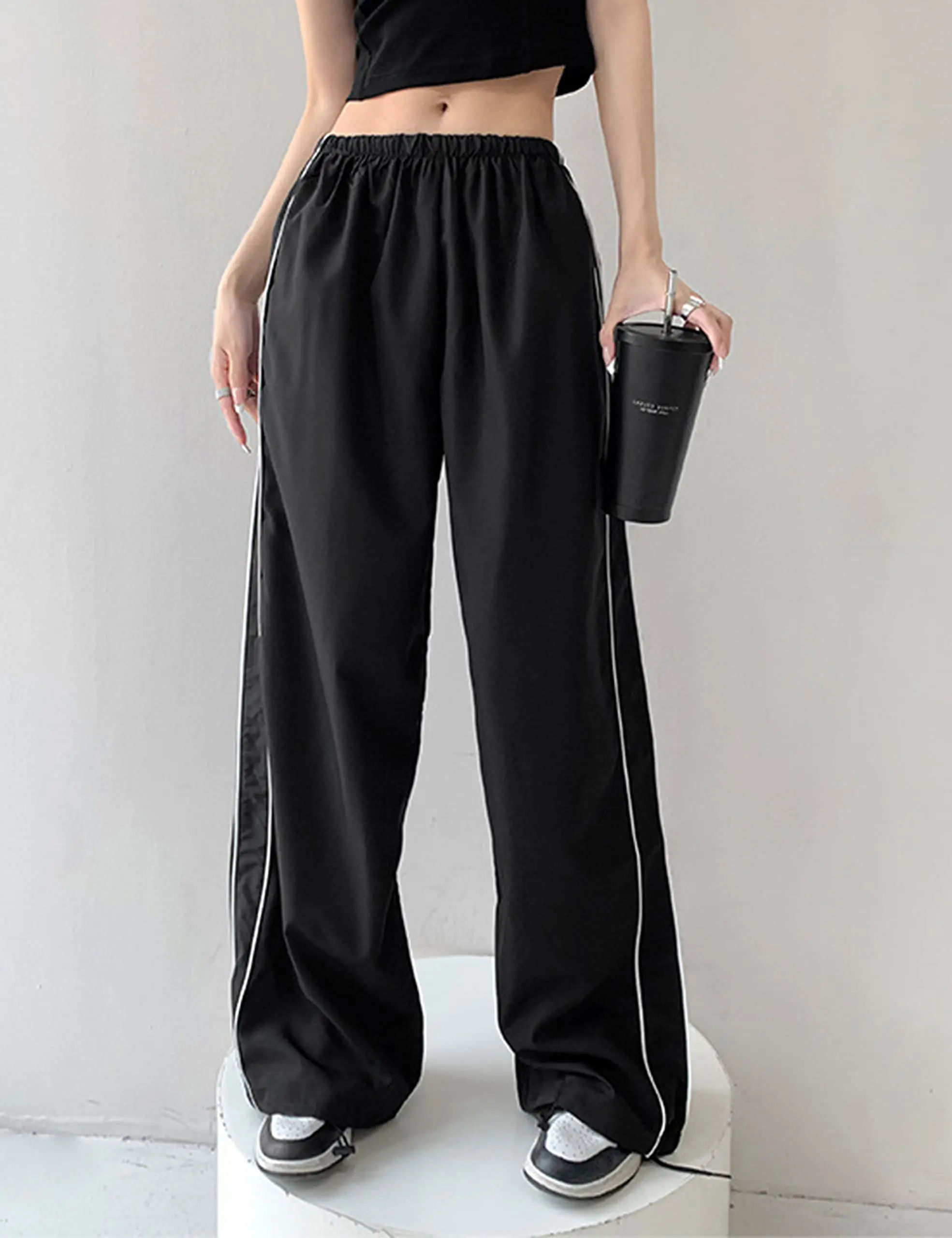 

Y2k Fashion Women's Baggy Pants Solid Color Cargo Pants Low Rise Casual Track Pants Teen Girls Wide Leg Cargo Pant Streetwear