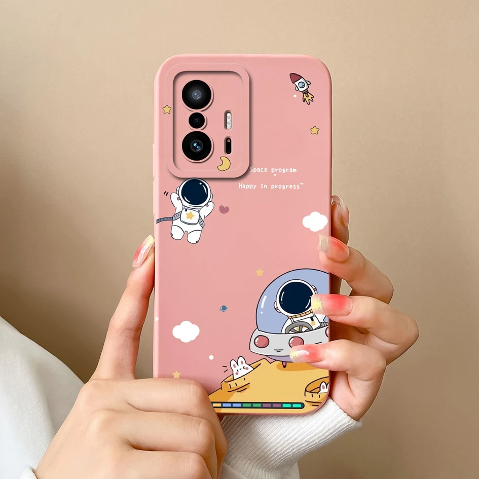 Fashion Design Matte Liquid Silicone Case with Screen Protector for Xiaomi 11T Pro - Sweet Girls Collection