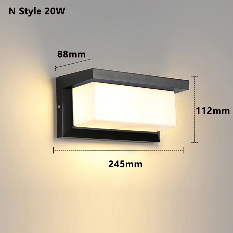 thumbnail image 1 of Luz de pared LED para exteriores, impermeable, 20 W, CA 85-265 V, IP65, sensor de movimiento, luz para porche, balcón, jardín, montaje en superficie, 1 of 5