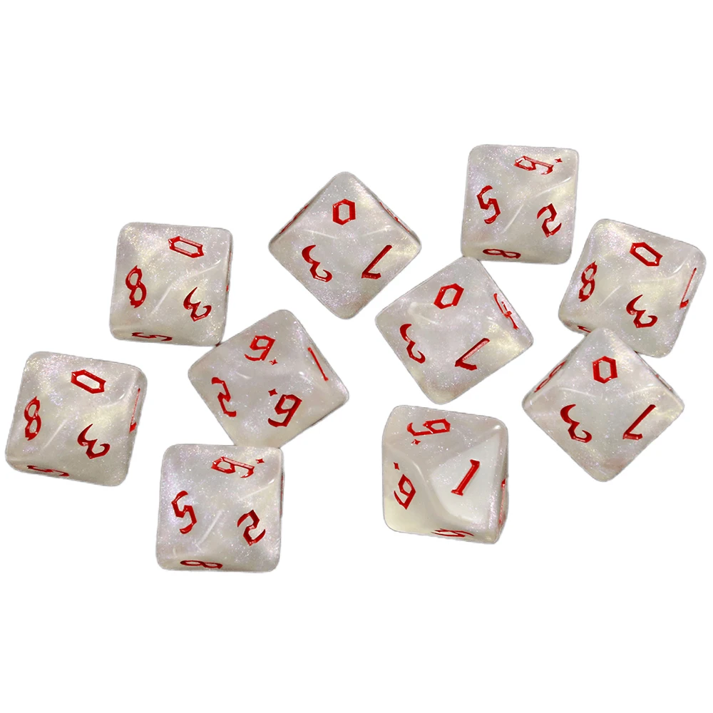 

10 шт., блестящие разноцветные кости D10 для настольных игр