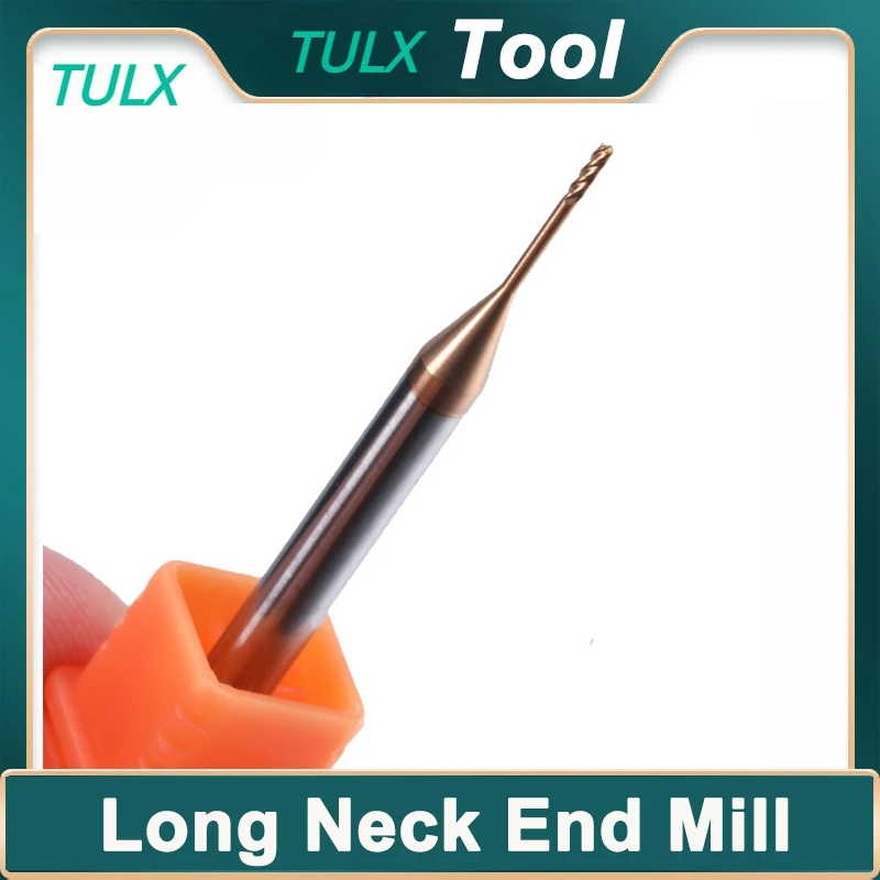 

TULX 10PCS HRC55 Deep Groove Tungsten Carbide End Mills 2 4 Flutes Long Neck Milling Cutters for Long Flute 6 8 10 12 16 20mm