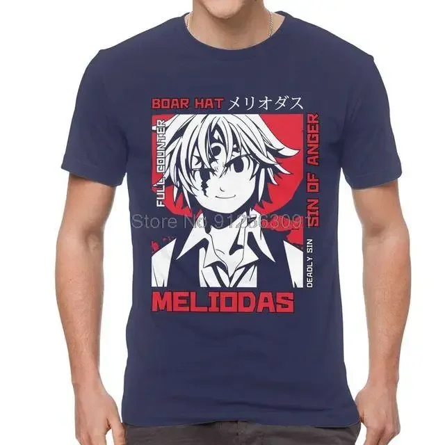 Male Meliodas Demon Nanatsu No Taizai T-Shirt Graphic Anime Nanatsu No Taizai Tshirt Short Sleeve Hip Hop T Shirt Cotton Tee Top