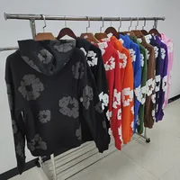 DENIM TEARS Fashion New Men's Women's Same Kapok Foam Printing Loose Velvet Hooded Sweater Trousers Set 1