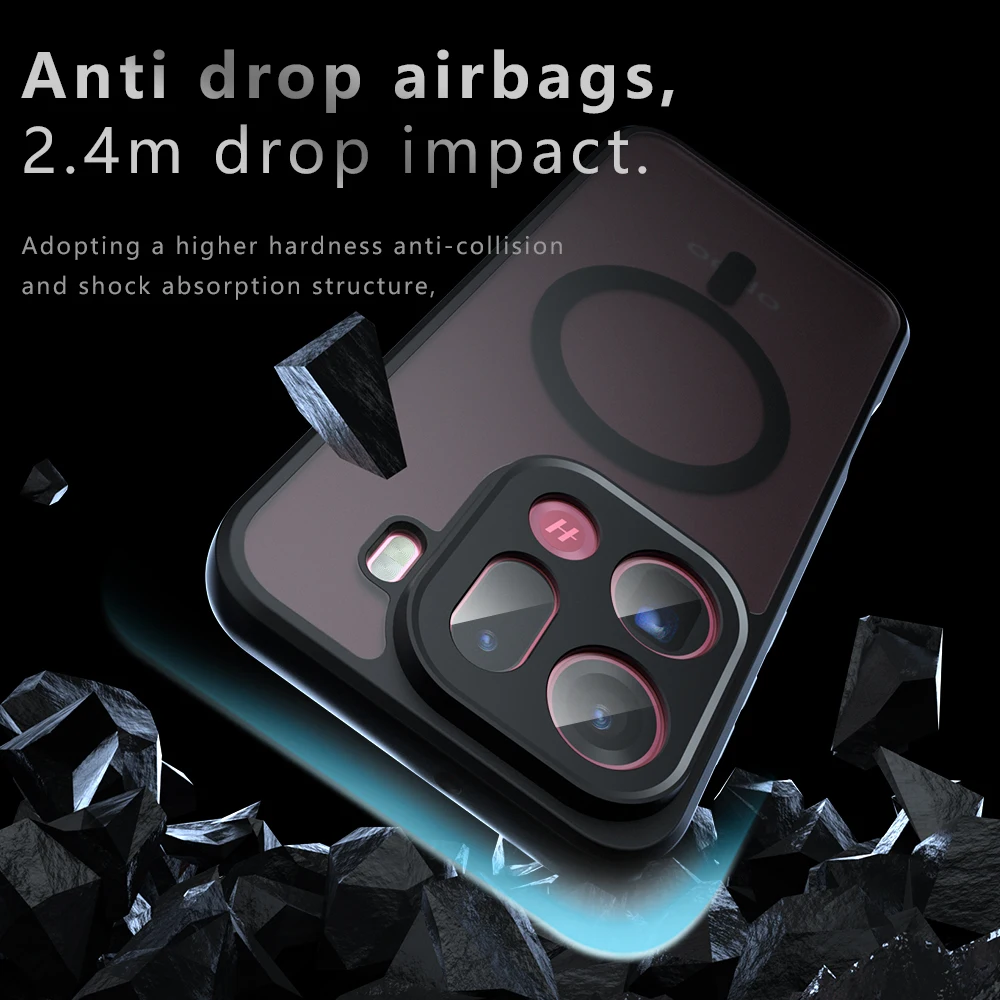 Shockproof Magnetic Matte Phone Case with Soft TPU Frame and Hard Plastic Back Cover