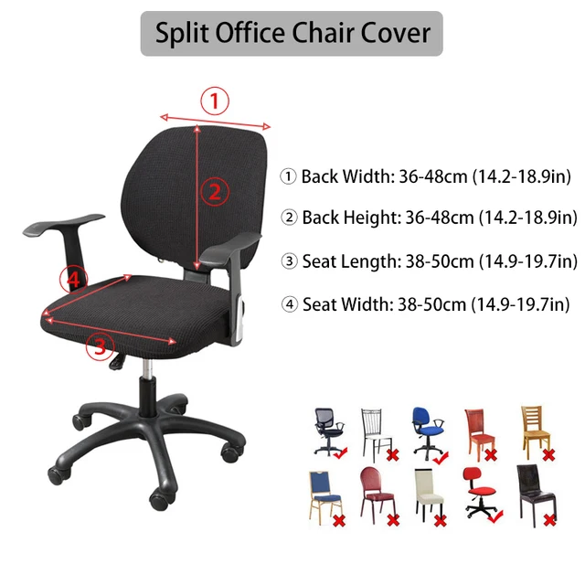 Solid Computer Chair Cover Office Chairs Cover 1/2/4/6 Pcs Plain Elastic Stretch Spandex Split Seat Universal Anti-dust Armchair 4