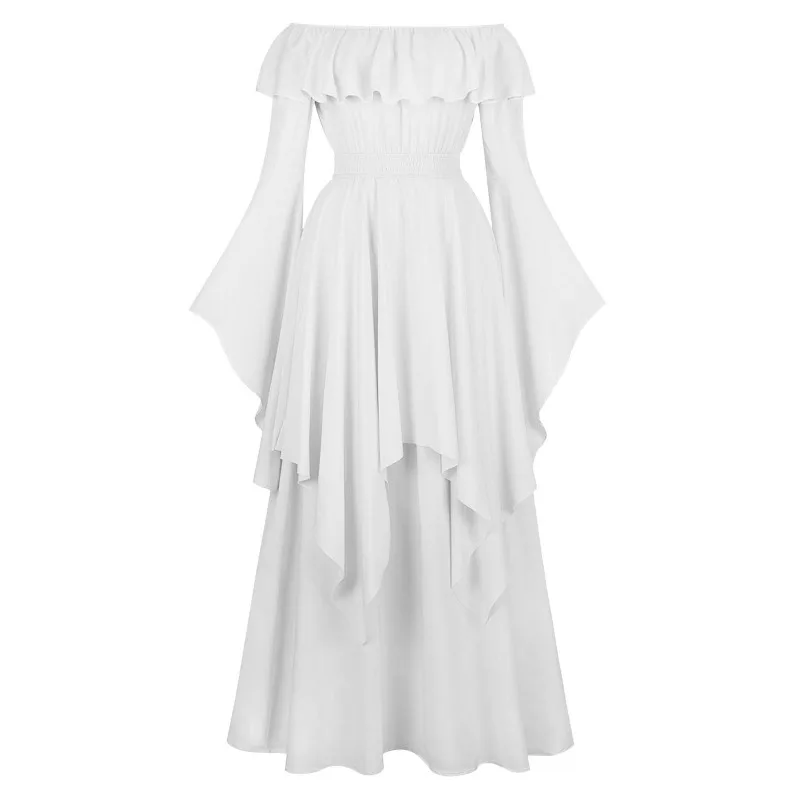 Halloween Costumes for Women Medieval Retro Renaissance Elastic High Waisted Dress Cosplay Solid Color Gothic Sexy Clothing