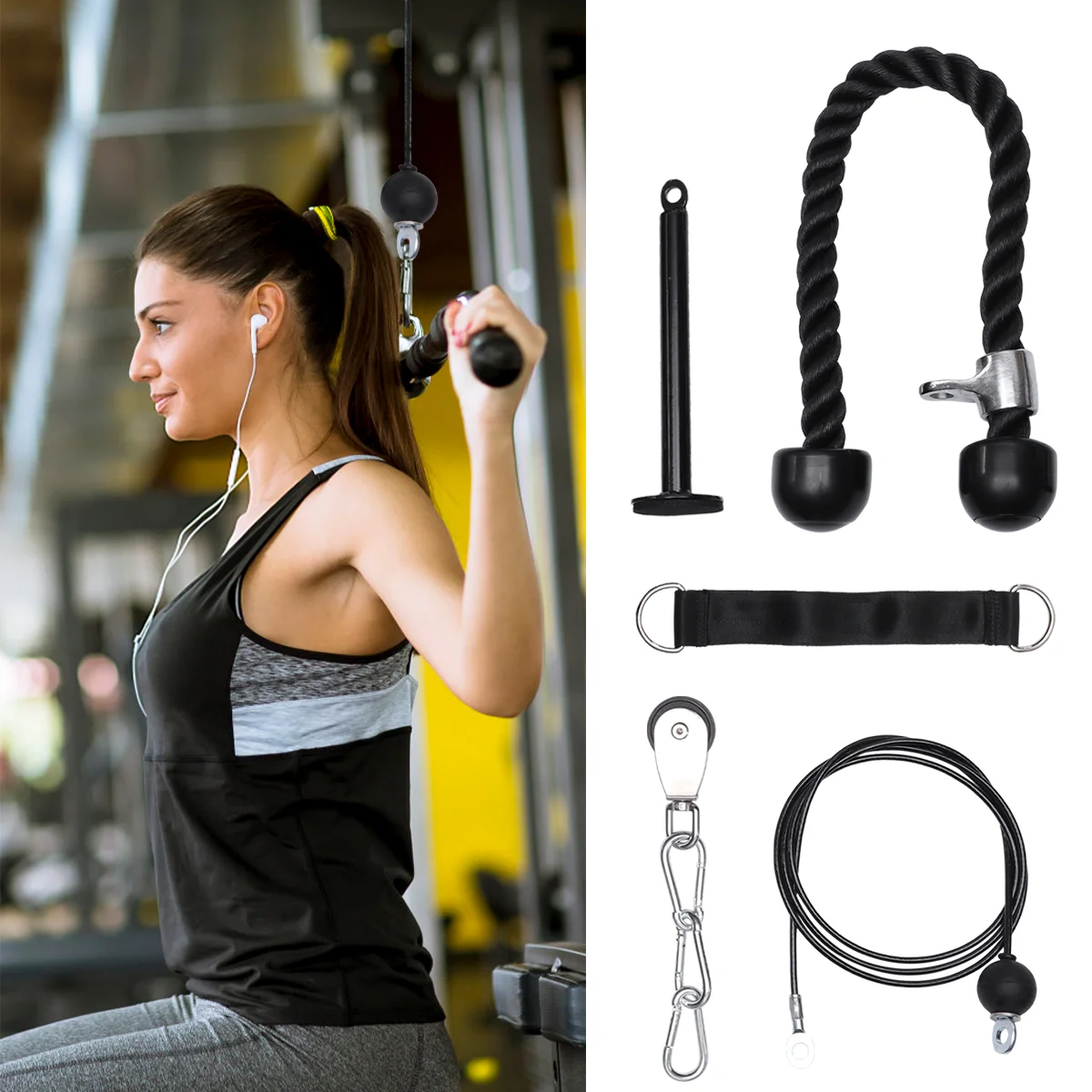 

Pulley Cable Machine System Arm Biceps Triceps Forearm Wrist Roller Training LAT and Lift Pulley Fitness Tool