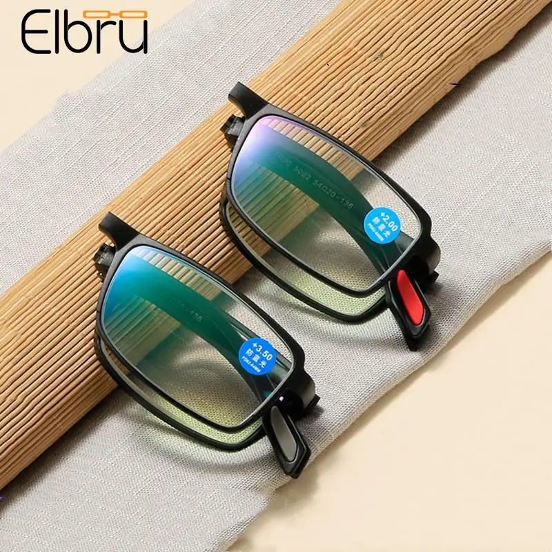 

Elbru Folding Anti-blue Light Reading Glasses Women Men Portable Presbyopic Eyewear With Cover Ultralight Hyperopia Eyeglasses