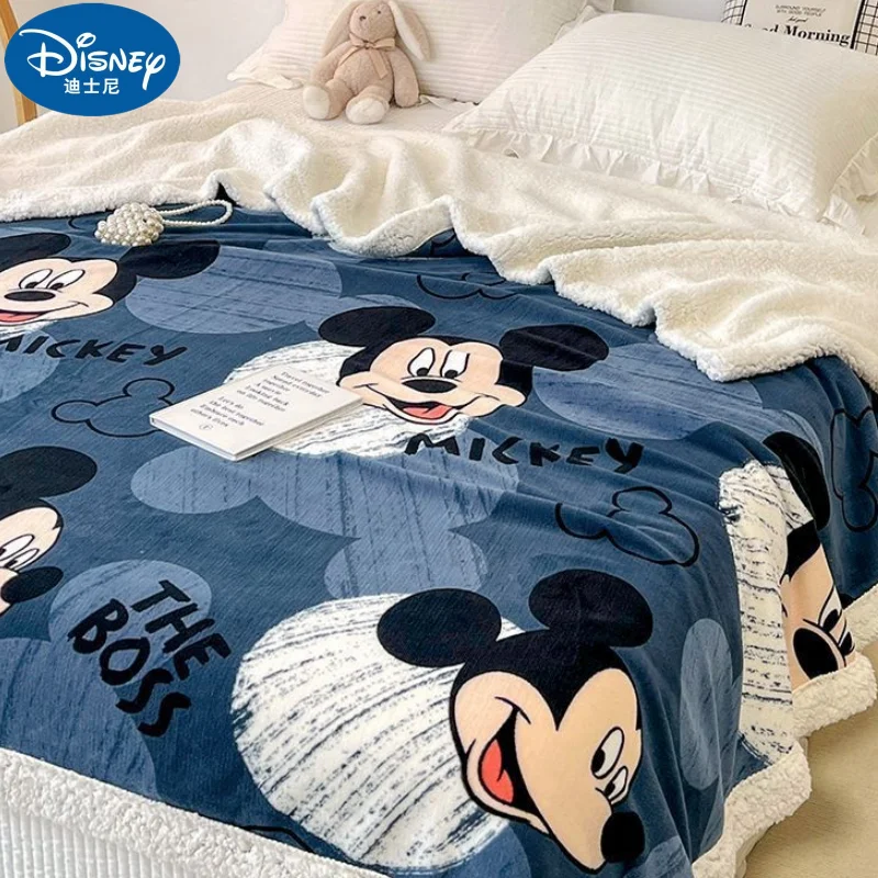 

Disney Cartoon Cute Pooh Mickey Mickey Lamb Fleece Blanket For Nap Plush Office Lunch Break Air Conditioning Blanket