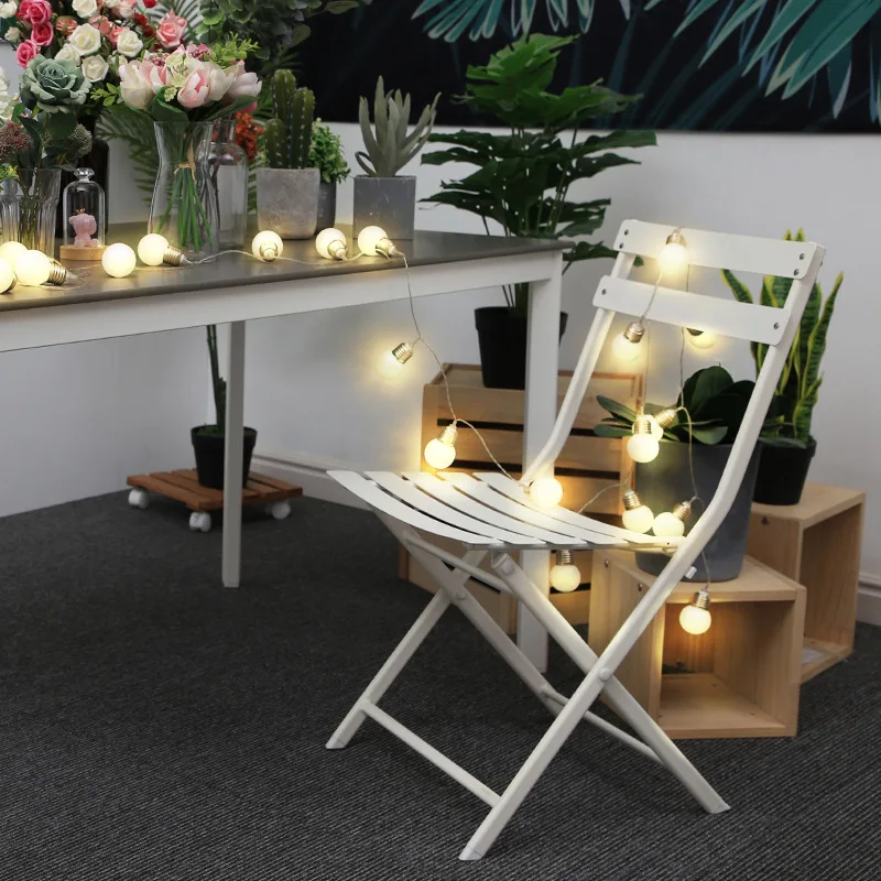 Nordic Iron Garden Chairs Outdoor Cafe Bistro Furniture Industrial Tea House Dining Chairs Office Meeting Seating with Foldable
