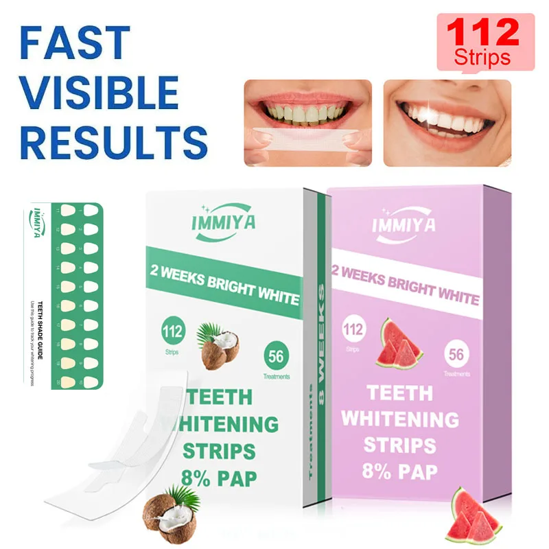 

Dental Teeth Whitening Strips Bleach Whitening Teeth 8%pap Dental Kit Oral Hygiene Care Gel 112 Pcs Home Use Tooth Stickers