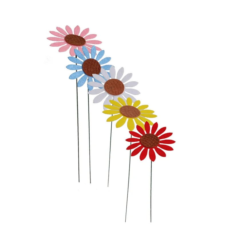 5pcs Vintage Metal Sunflower Garden Stakes Yard Lawn Patio Ornaments Waterproof Flower Stick Indoor Outdoor Decor garden art decor